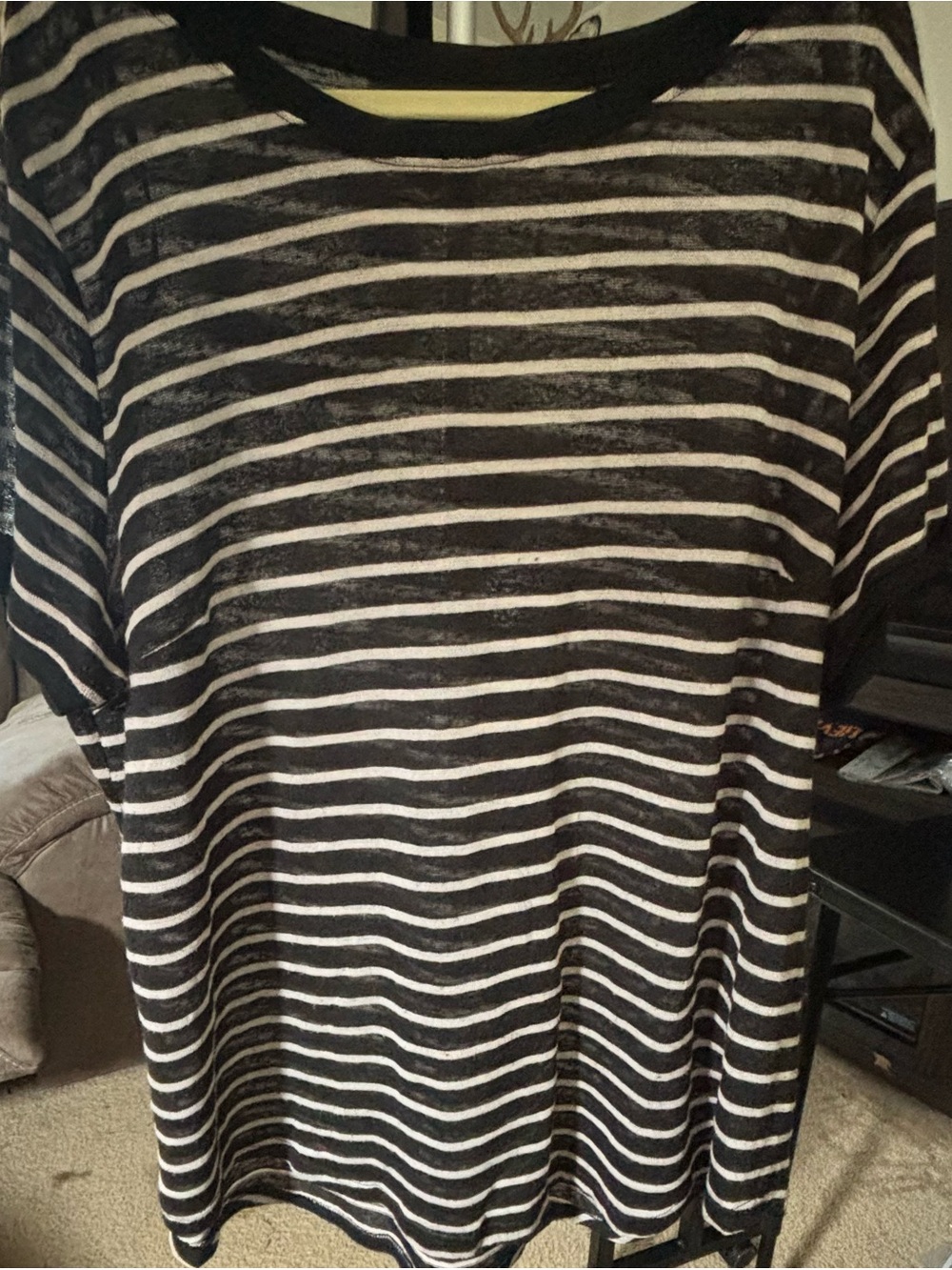 City Chic Black and White Striped Short Sleeve Tee